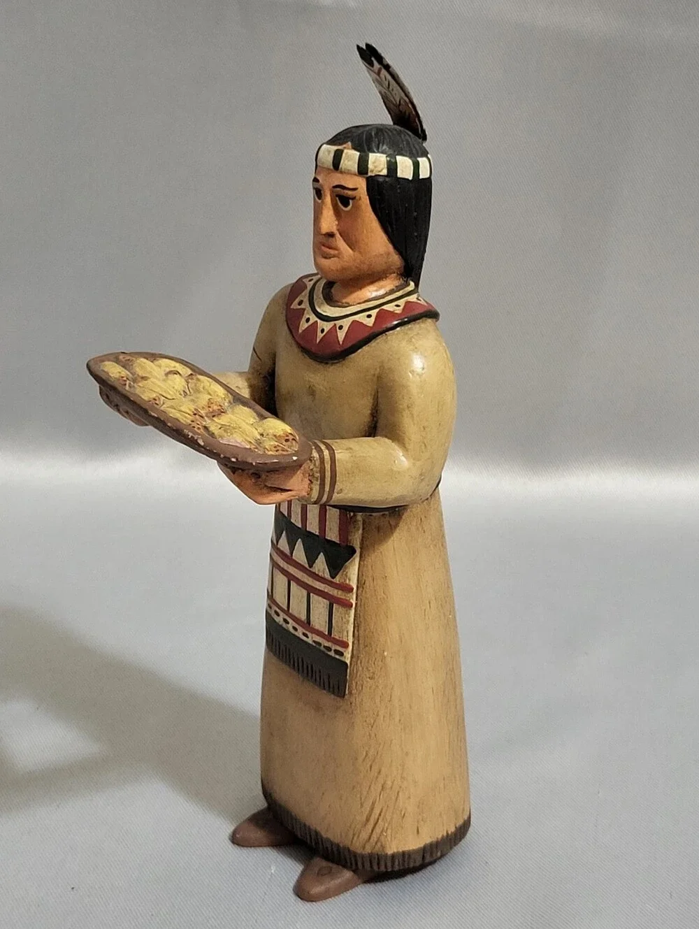 Randy Tate Native American Man Woman Pair Thanksgiving Harvest Decor Folk Art